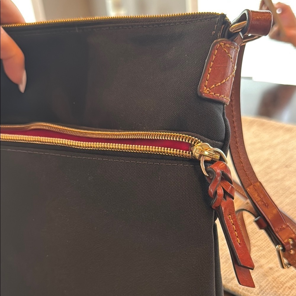 Dooney & Bourke Black and Brown Crossbody Bag with Leather Trim - Picture 3 of 6